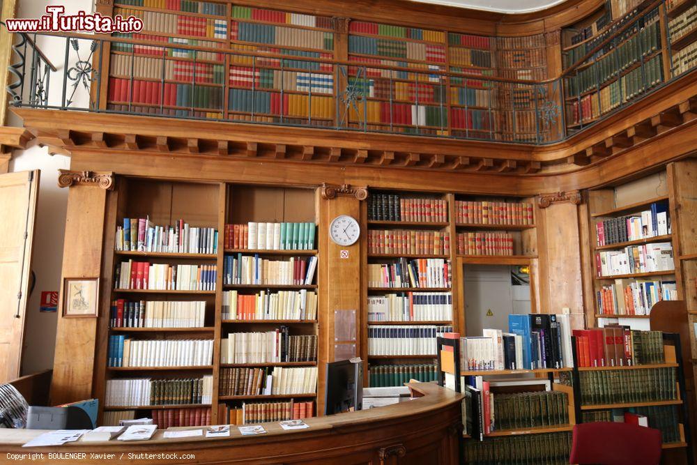 Immagine La storica biblioteca di medicina nella Camera Prunelle della facoltà di Montpellier, Francia.  I volumi sono esposti negli scaffali in legno pregiato - © BOULENGER Xavier / Shutterstock.com