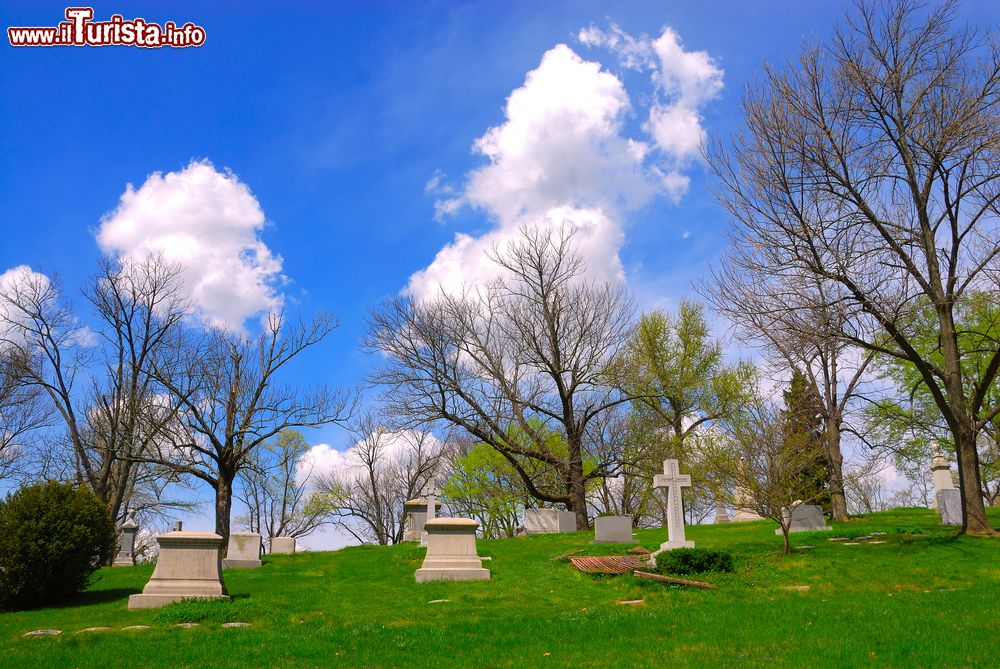 Immagine Lapidi commemorative allo Spring Grove Cemetery di Cincinnati, Ohio (USA). Questo cimitero è il secondo più grande degli Stati Uniti d'America. Fu costruito nel 1845.