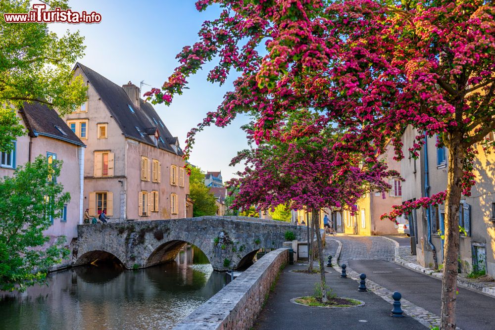 Immagine L'argine del fiume Eure con dimore signorili nella cittadina di Chartres, Francia.