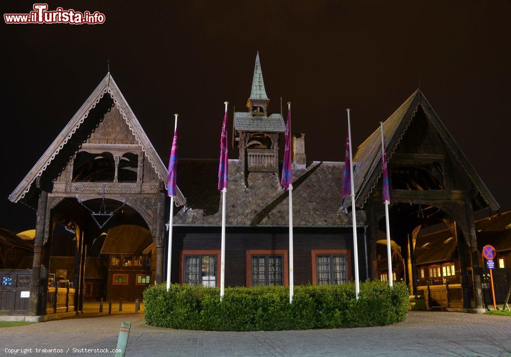 Immagine Le ex scuderie reali della città di Ostenda illuminate di notte, Belgio - © trabantos / Shutterstock.com