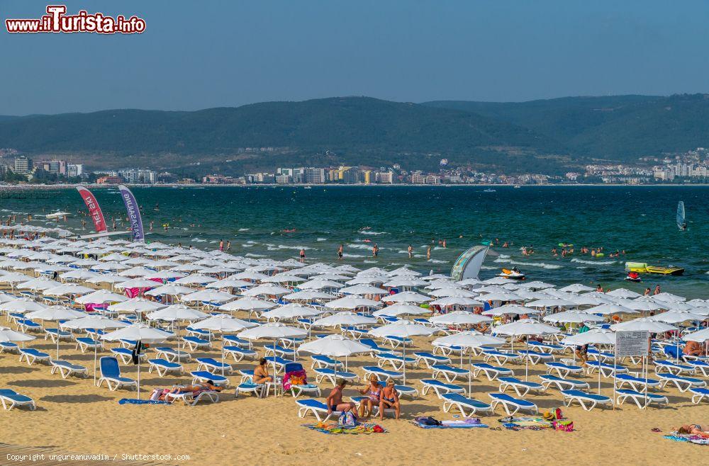 Immagine Le file di ombrelloni del resurt Sunny Beach a Burgas, Mar Nero, Bulgaria - © ungureanuvadim / Shutterstock.com