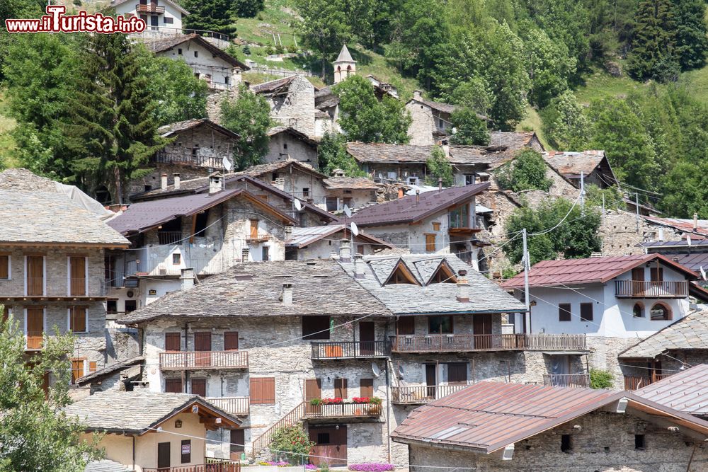 Immagine Le tipiche case del borgo piemontese di Castelmagno, provincia di Cuneo.