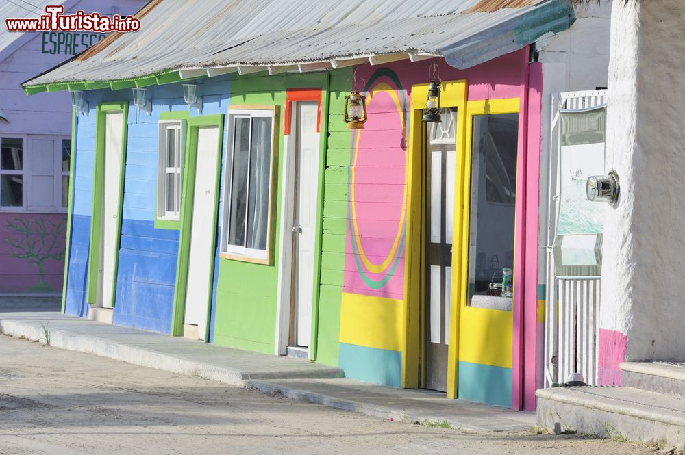 Immagine Le tipiche case messicane colorate con il tetto in lamiera, isola di Holbox.