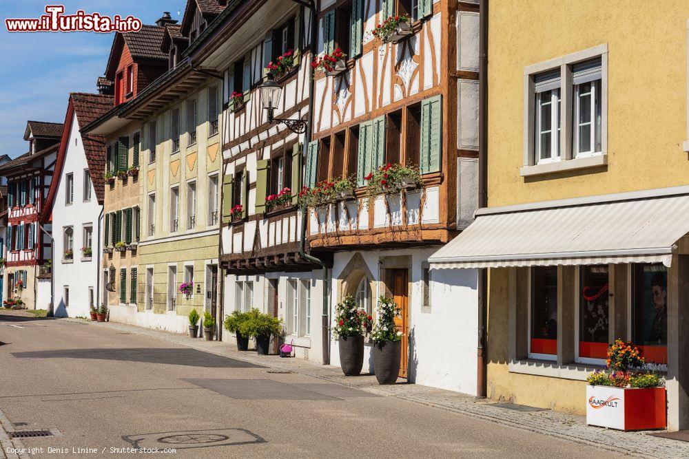 Immagine Le tradizionali case del centro storico di Bremgarten, Svizzera. Popolata da poco più di sei mila abitanti, questa graziosa località è abbracciata da una possente cinta muraria - © Denis Linine / Shutterstock.com