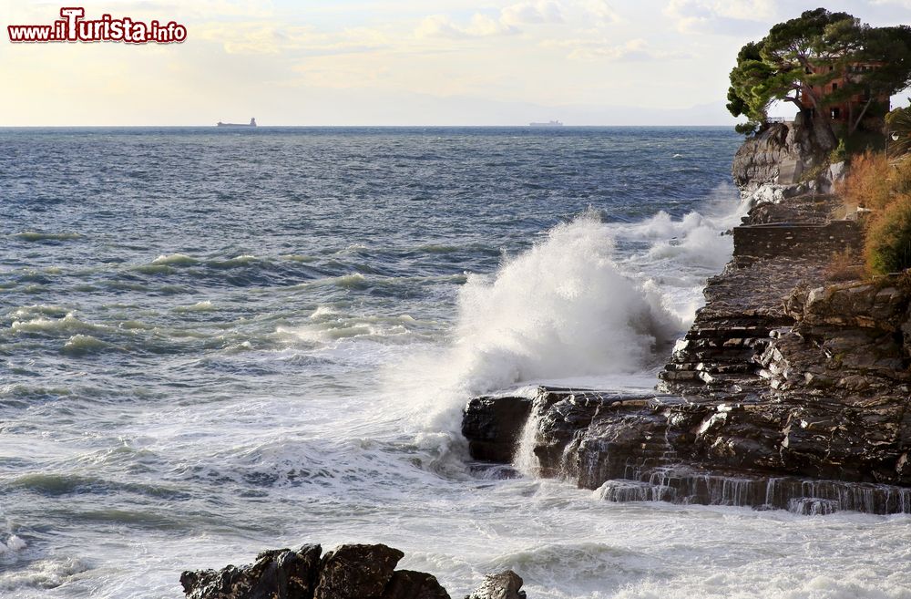 Immagine Mare in tempesta lungo la costa ligure di Recco, provincia di Genova.