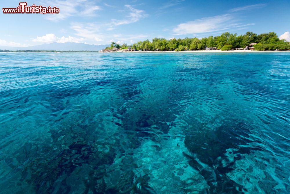 Immagine Mare tropicale in una giornata di sole al largo di Gili Trawangan, Indonesia.