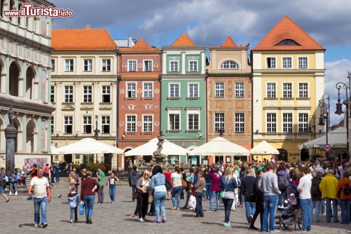 Immagine Municipio e piazza del Vecchio Mercato a Poznan, Polonia - Stary Rynek, ovvero piazza del Mercato Vecchio, è la terza agorà polacca. E' stata edificata su una superficie di due ettari a forma di quadrato con lati lunghi 141 metri. A circondarla ci sono bei palazzi d'epoca, prevalentemente di due piani. Su questa piazza si affaccia anche il Municipio, edificio che rappresenta uno degli esempi più significativi di stile rinascimentale dell'Europa centrale © VanderWolf Images / Shutterstock.com