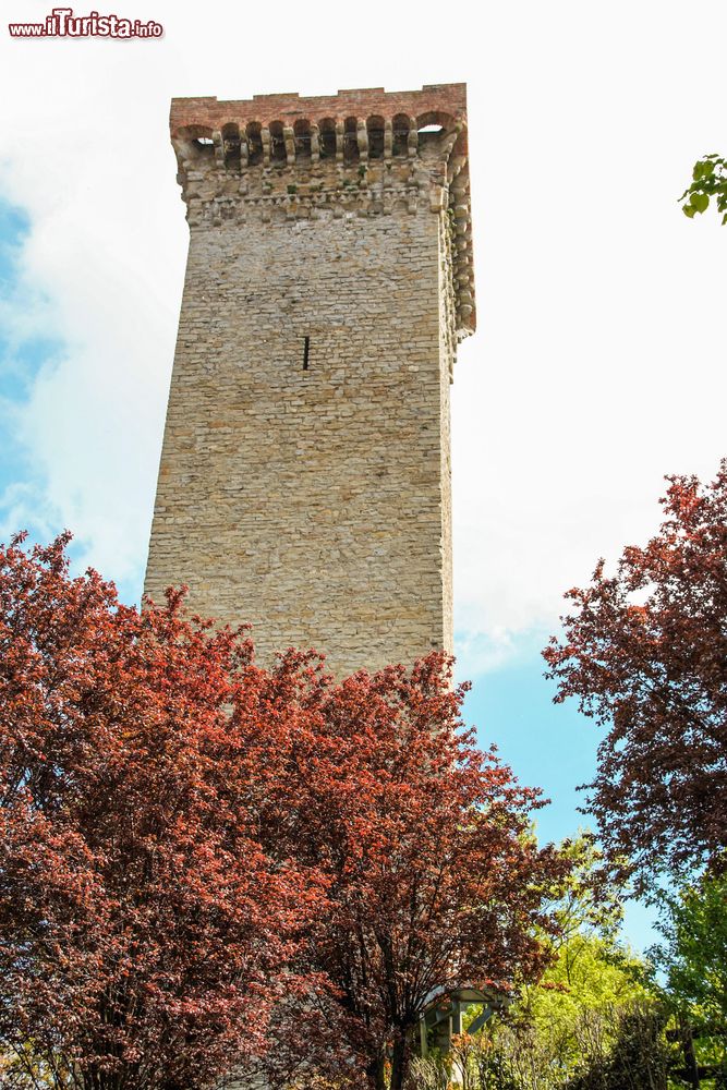 Immagine Murazzano, Langhe, Piemonte: uno scorcio del borgo antico con foliage autunnale.