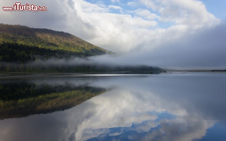 Immagine Nebbia sul lago di Circonio, Slovenia - Sulle acque del lago effimero si riflette la foschia che lo rende misterioso e affascinante al tempo stesso © FotoIvanKebe / Shutterstock.com