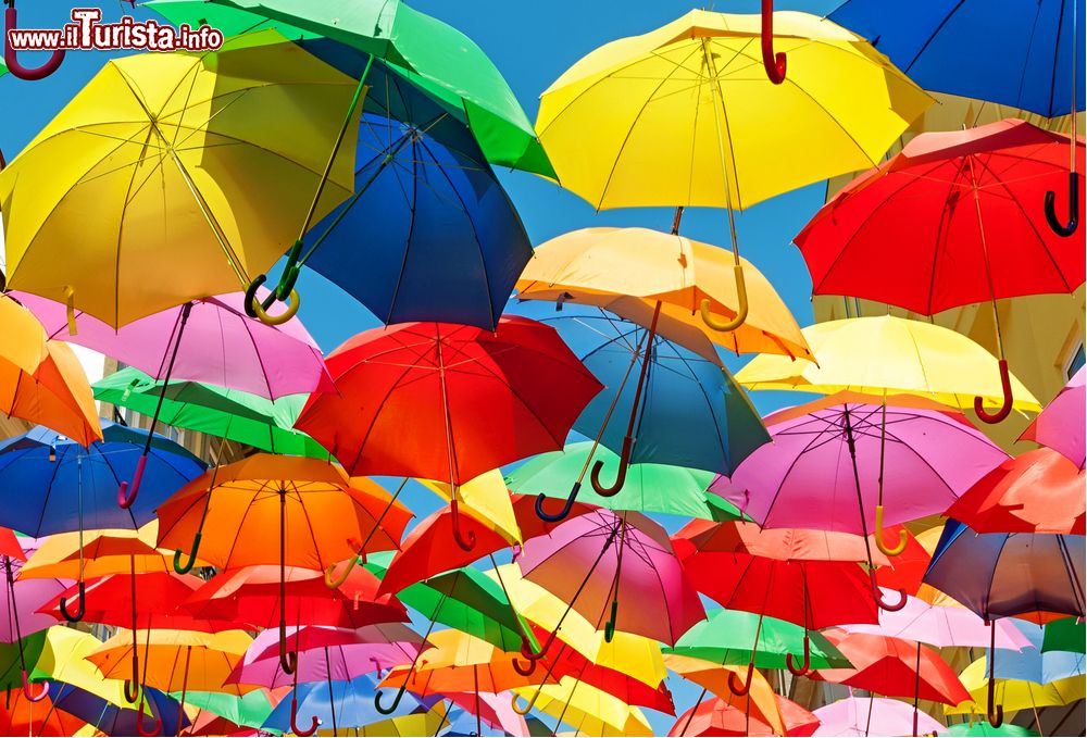 Immagine Ombrelli in strada durante A Cielo Aperto, kermesse artistica ad Alcamo in Sicilia