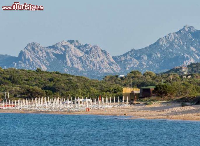 Immagine Ombrelloni e sdraio nei pressi di Tanca Manna a Cannigione, Sardegna. Spiaggia attrezzata a pochi passi dal complesso Tanca Manna situato in una zona appartata della Gallura - © Philip Bird LRPS CPAGB / Shutterstock.com