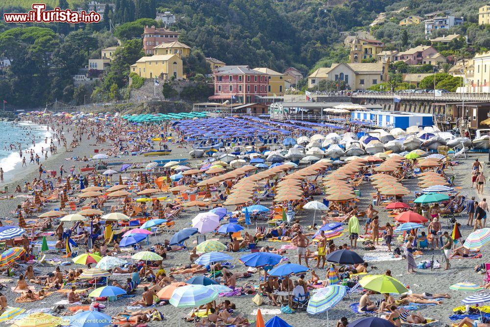 Immagine Ombrelloni sulla spiaggia di Bonassola, Liguria, Italia. Un tratto del litorale di Bonassola, in estate affollata località della costa ligure in provincia di La Spezia - © Paolo Bona / Shutterstock.com