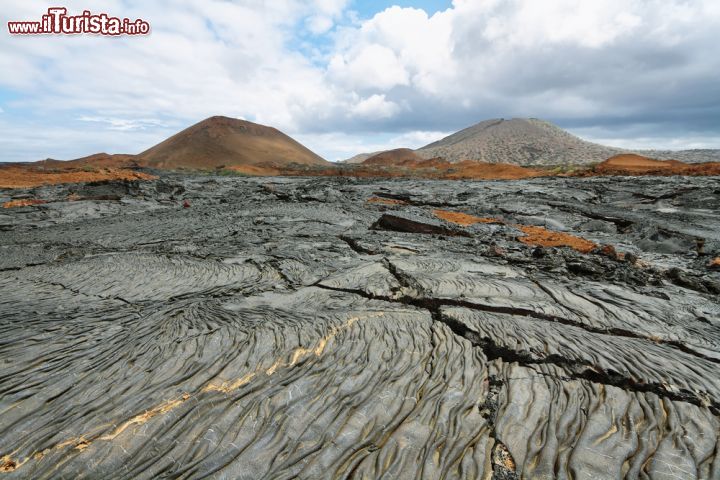 Immagine Considerato uno dei luoghi vulcanicamente più attivi della terra, l'arcipelago delle Galapagos offre paesaggi lavici a dir poco spettacolari come quello qui fotografato sull'isola Santiago che si estende per circa 585 km2 raggiungendo un altitudine di 907 metri sul livello del mare - © Marisa Estivill / Shutterstock.com