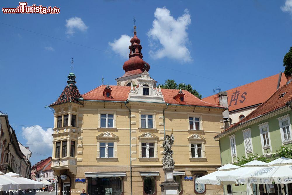 Immagine Un palazzo storico nel cuore della città di Ptuj, Slovenia. Si affaccia sulla principale piazza cittadina ed è caratterizzato da finestre sormontate da un frontone con decorazioni scultoree e da due belle cupole - © Zvonimir Atletic / Shutterstock.com