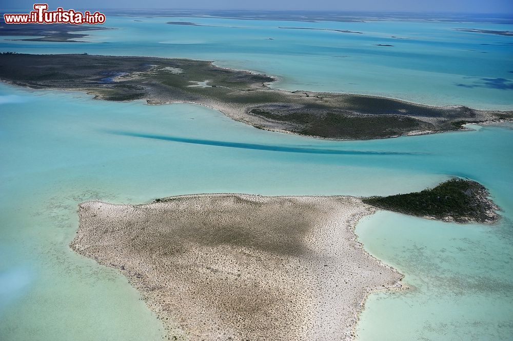 Immagine Panorama aereo dell'isola di Andros, Arcipelago delle Bahamas. Questa oasi di tranquillità è situata 48 km a ovest di Nassau. E' l'isola meno esplorata dell'arcipelago.