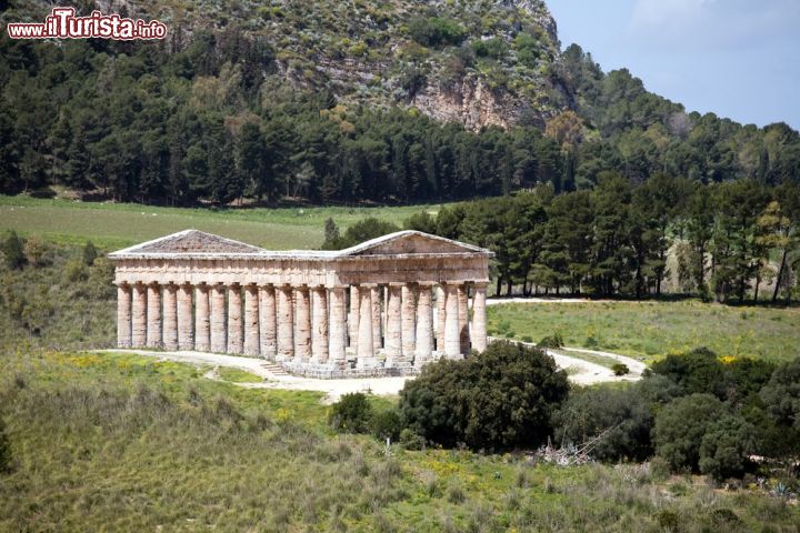 Immagine Vista panoramica del Tempio Greco di Segesta. Posto sotto le pendici del Monte Barbaro, è sicuramente uno dei luoghi più iconici della Sicilia occidentale - © Sofia Kozlova / Shutterstock.com