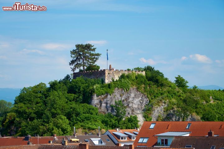 Immagine Panorama delle rovine di Eckartsberg a Breisach am Rhein, Germania. In primo piano, i tetti rossi della città - © 289169756 / Shutterstock.com