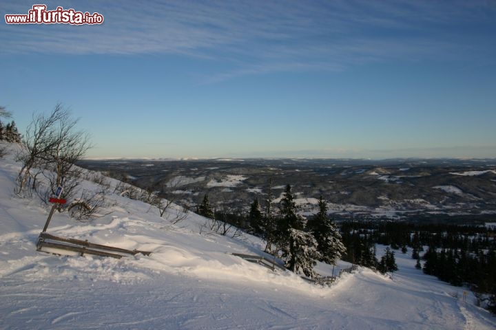 Immagine Panorama invernale a Trysil, Norvegia - Sci alpinismo e snowboard rendono Trysil un'interessante località in cui poter sciare già a partire dal 1° Novembre e sino al 21 Aprile. Trysil è formata da un'ampia area sciistica con i tre versanti della montagna uniti fra di loro da piste e skilift © Stefanie Schoenebein / Shutterstock.com