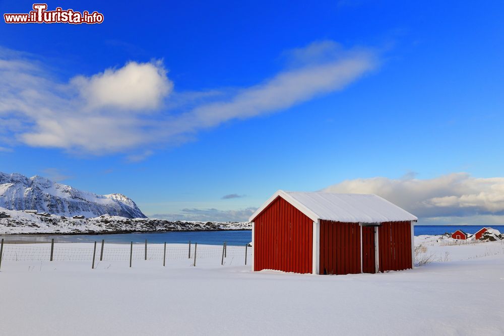 Immagine Panorama invernale di Svolvaer (isole Lofoten) con la neve, Norvegia.