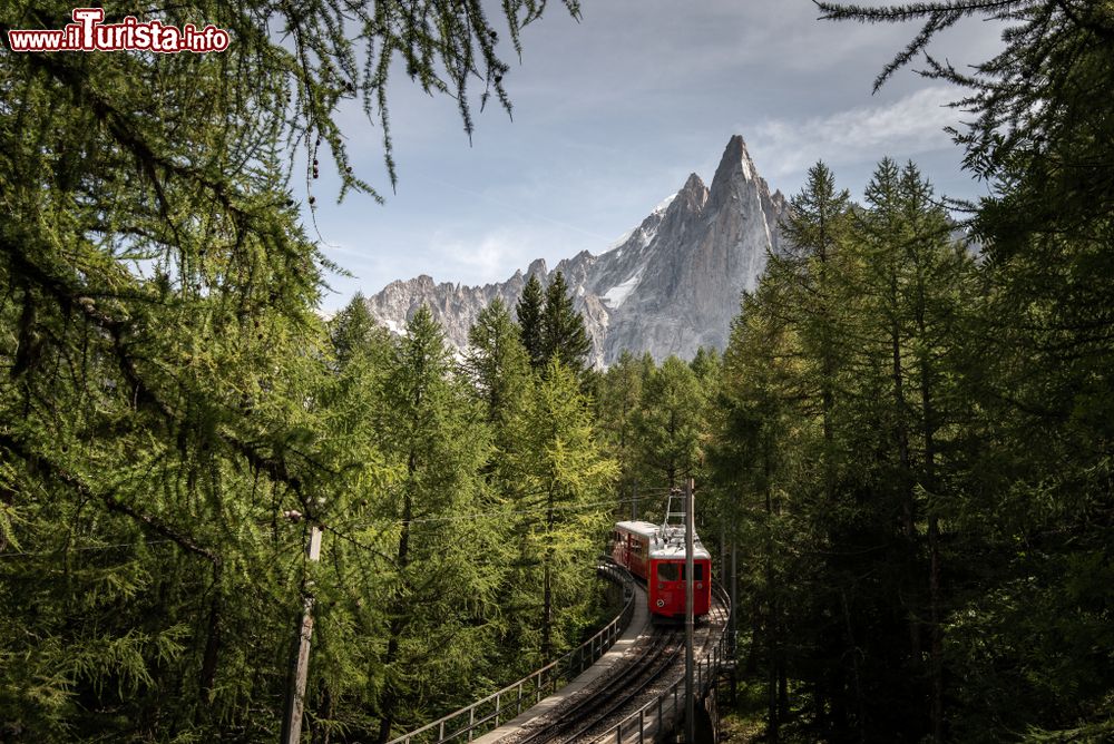 Immagine Panorama sul ghiacciaio Mer de Glace dalla stazione dei treni di Chamonix, Francia. Si tratta del più grande ghiacciaio del Monte Bianco sul versante francese.