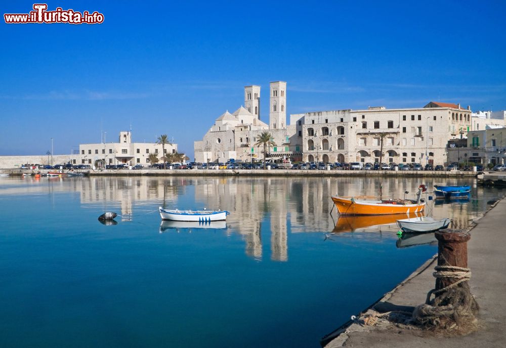 Immagine Panorama sul porto di Molfetta, Puglia. Attorno al 1550, su volontà di Carlo V°, vennero effettuati lavori di ampliamento a un vecchio molo situato nei pressi dell'antico duomo e che verrà utilizzato sino alla costruzione di quello attuale.