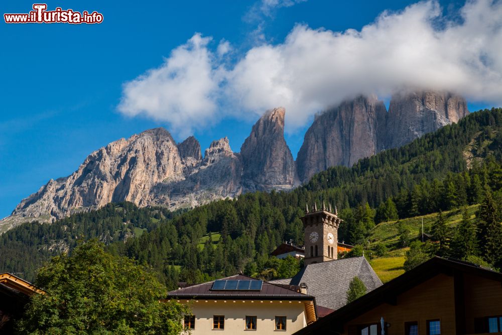 Immagine Panorama sulle Dolomiti dal centro di Canazei, Val di Fassa, Trentino Alto Adige. 