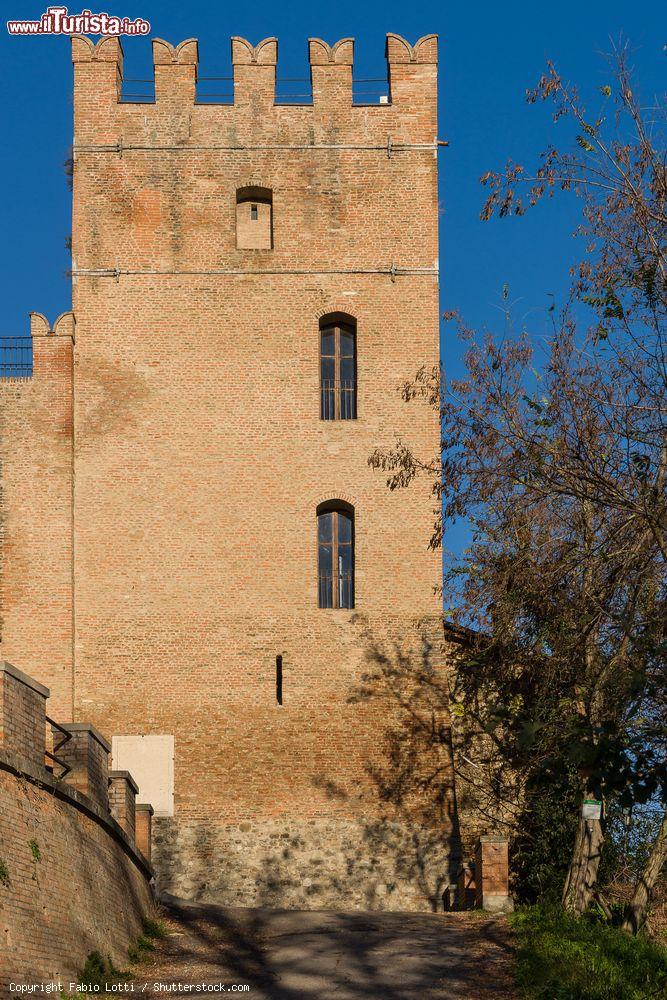 Immagine Particolare della torre merlata delle mura attorno all'abbazia di Monteveglio, Emilia Romagna - © Fabio Lotti / Shutterstock.com
