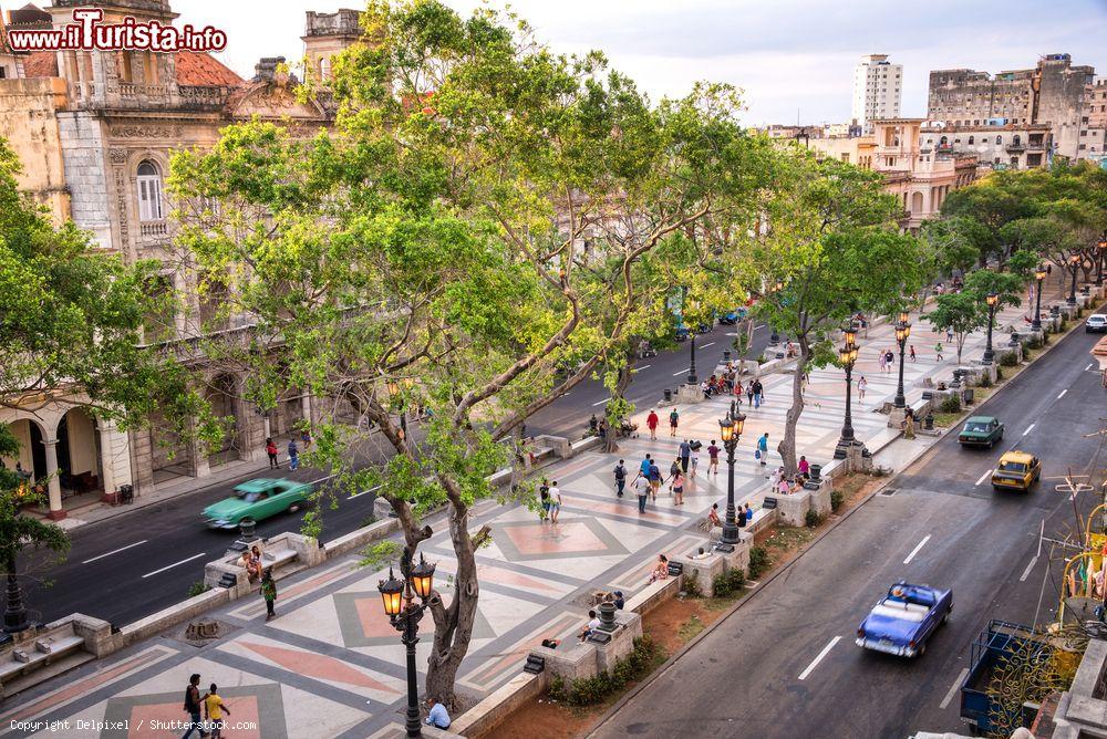 Immagine Vista su Paseo del Prado, la strada che dal Parque Central dell'Avana conduce al Malecòn - © Delpixel / Shutterstock.com