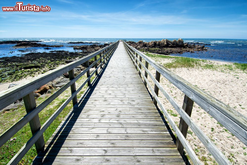 Immagine Passerella in legno per raggiungere la spiaggia di Viana do Castelo, nord del Portogallo.