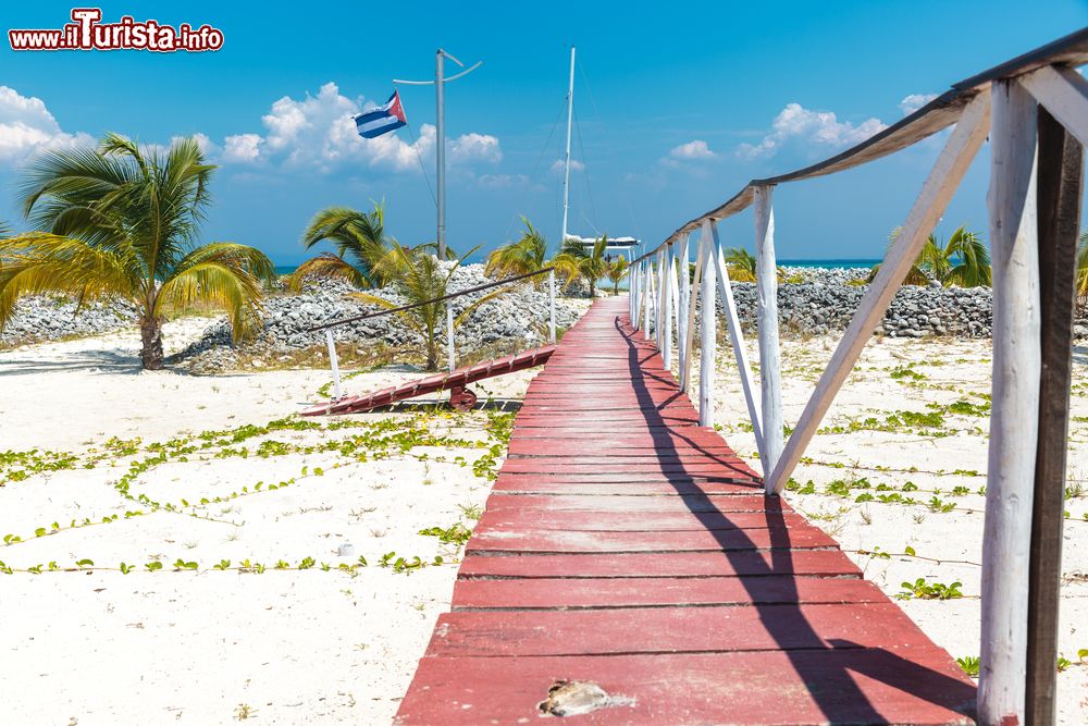 Immagine La passerella che porta alla spiaggia di Cayo Blanco, isoletta tropicale dell'arcipelago cubano.