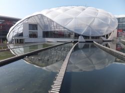 L'esterno del Ferrari World di Abu Dhabi ha un'architettura futuribile, che fa pensare al dinamismo e alla velocità. Il parco, con mostre a tema e attrazioni adrenaliniche,è ...