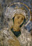 Affresco che raffigura la Madonna, la Madre di Gesù Cristo. Siamo all'isola di Patmos, in Grecia - © John Copland / Shutterstock.com