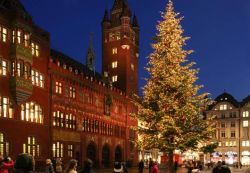 Il grande albero Natale di Basilea: weihnachtsbaum nella Marktplatz della città svizzera  - © Basel.com
