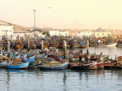 Barche di pescatori s'affollano nel porto ...