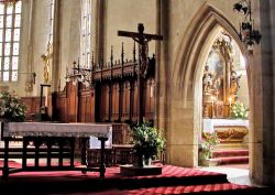 Interno della cattedrale di Saint Michael, Cluj Napoca - Un particolare della chiesa dedicata a San Michele che rappresenta uno dei più bei monumenti gotici della Transilvania. L'altare, ...