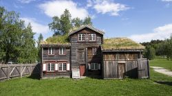 Casa con tetto in erba al Trondheim Folk Museum ...