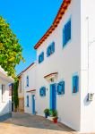 Casa greca tradizionale, bianca a  Skiathos, con le tipiche Finestre blu - © Nikos Psychogios / Shutterstock.com