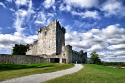 Il Castello di Ross, Killarney National Park, Irlanda, in una giornata con il cielo nuvoloso. Fortilizio degli O'Donoghue Ross, di probabile costruzione quattrocentesca, è costituito ...