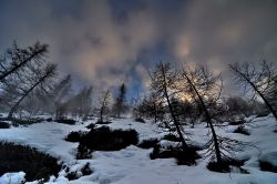 Colle San Carlo, passaggiata invernale a La Thuile: il magico momento del tramonto nel bosco 