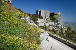 Castello di Venere, nei pressi di Erice: la fioritura primaverile impreziosisce la fortezza normanna che all'estremità nord-occidentale della Sicilia si affaccia su uno strapiombo ...