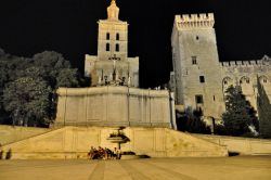 Fotografia notturna Avignone Notre Dame des Doms e Palazzo dei Papi