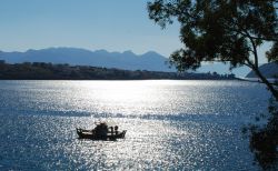Golfo del Saronico: il panorama in contro luce del mare intorno all'isola di Egina (Aegina) lungo la costa est della Grecia - © Lelde J-R / Shutterstock.com