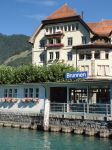 Il molo di Brunnen sul lago 4 Cantoni, in Svizzera