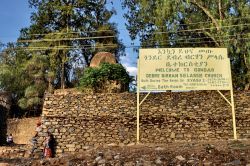 Ingresso Debran Birhan Selassie, la chiesa di Gondar in Etiopia