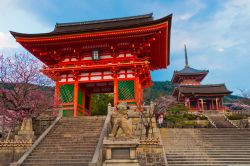 Ingresso al tempio Kiyomizu di Kyoto, Giappone - Costruito nel 780 dal condottiero militare Sakanoueno Tamuramaro, è il secondo tempio buddista più antico di Kyoto. Il nome Kiyomizu ...