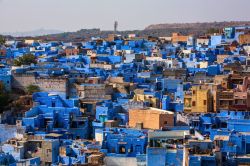 Le case blu di Jodhpur nel Rajastan, India. Seconda città del Rajasthan, è famosa per il suo splendido forte arroccato sulla roccia e per il colore blu delle case. Per tradizione ...