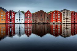 Le palafitte del centro storico di Trondheim, ...