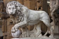 Piazza della Signoria a Firenze: un Leone sembra voler proteggere le altre statue della Loggia dei Lanzi - © alessandro0770 / Shutterstock.com