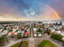 Vista panoramica di Reykjavik, capitale dell'Islanda.