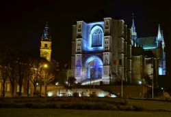 La cattedrale di Sainte Waudru fotografata di notte a Mons, in Vallonia  - © pavel dudek / Shutterstock.com 